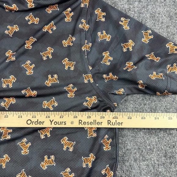 Waggle Polo Shirt Mens Large Gray Tiger Dog Print GOAT Golf Performance Stretch - Picture 7 of 8